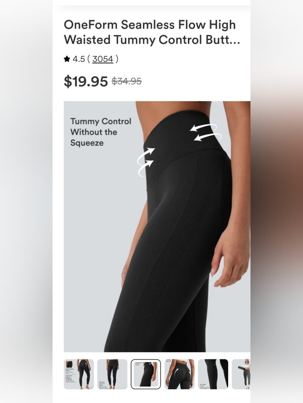 HALARA Black Stretch Pull-On Leggings: Oneform Seamless Floe High Waisted Tummy